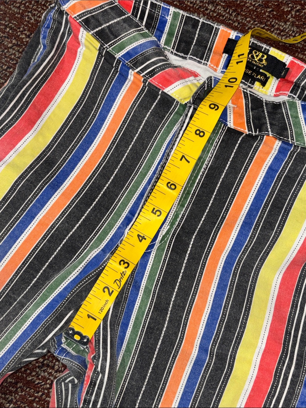 Lucky & Blessed striped multicolor bell bottom jeans western cowgirl big bell 6 - Picture 12 of 16